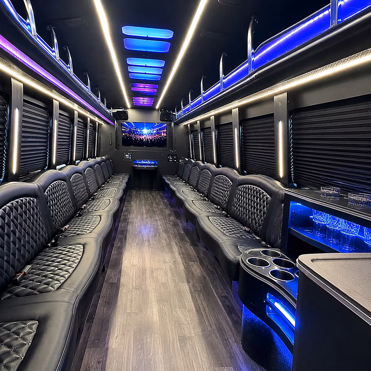 Little Rock Wedding Transportation party bus interior