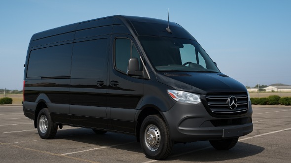 Exterior of Charter Bus Company Fayetteville's 14 Passenger Sprinter Limousine in Fayetteville