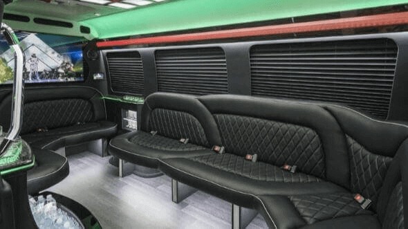 Interior of Charter Bus Company Rogers's 14 Passenger Sprinter Limousine in Rogers