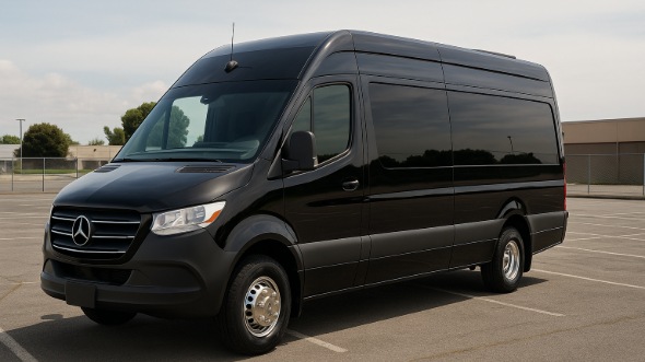 Exterior of Charter Bus Company Pine Bluff's 14 Passenger Sprinter Limousine in Pine Bluff