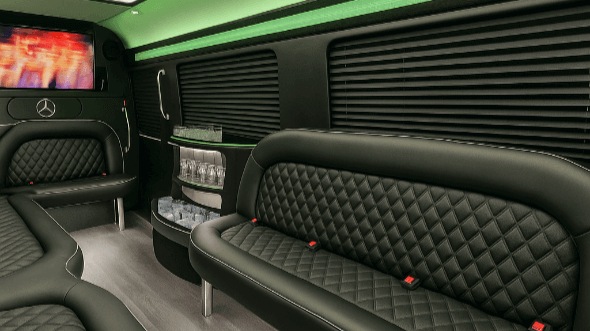 Interior of Charter Bus Company Bentonville's 18 Passenger Party Bus in Bentonville