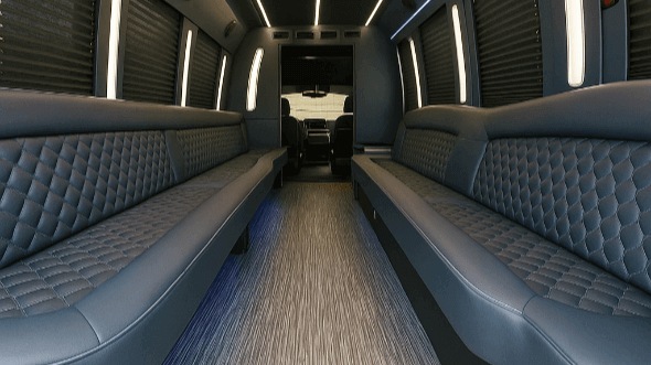Interior of Charter Bus Company Bentonville's 20 Passenger Party Bus in Bentonville