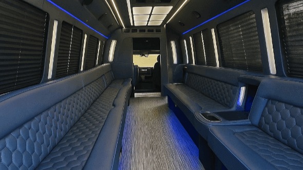 Interior of Charter Bus Company Fayetteville's 25 Passenger Party Bus in Fayetteville