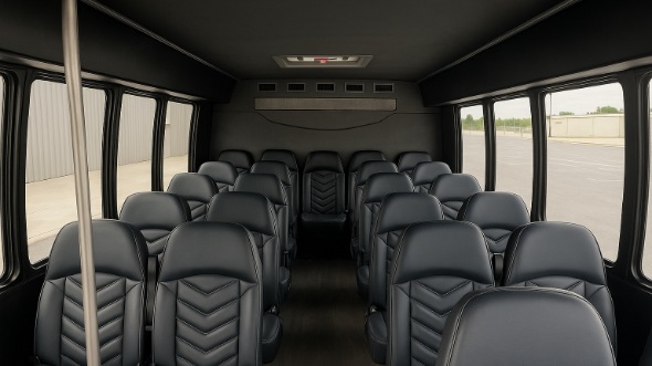 Interior of Charter Bus Company Little Rock's 28 Passenger Minibus in Little Rock