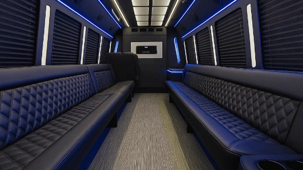 Interior of Charter Bus Company Conway's 28 Passenger Party Bus in Conway