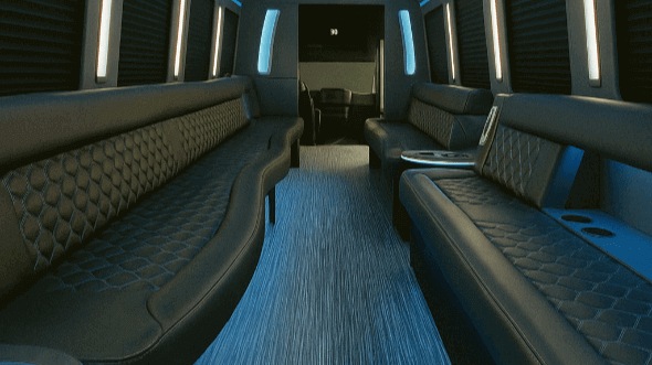 Interior of Charter Bus Company Fayetteville's 28 Passenger Party Bus in Fayetteville