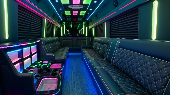 Interior of Little Rock Party Bus Company's 30 Passenger Party Bus in Little Rock