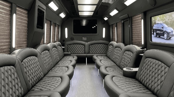 Interior of Charter Bus Company Bentonville's 40 Passenger Party Bus in Bentonville
