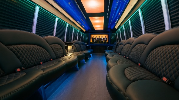 Interior of Charter Bus Company Conway's 40 Passenger Party Bus in Conway