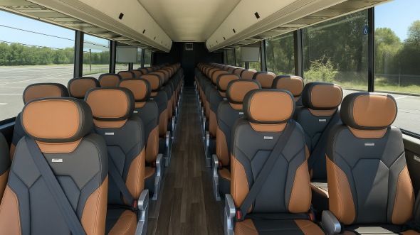 Interior of Charter Bus Company Little Rock's 56 Passenger Charter Bus in Little Rock