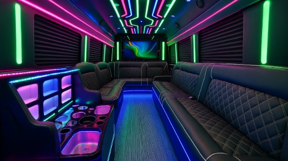 little rock 25 passenger party bus inside